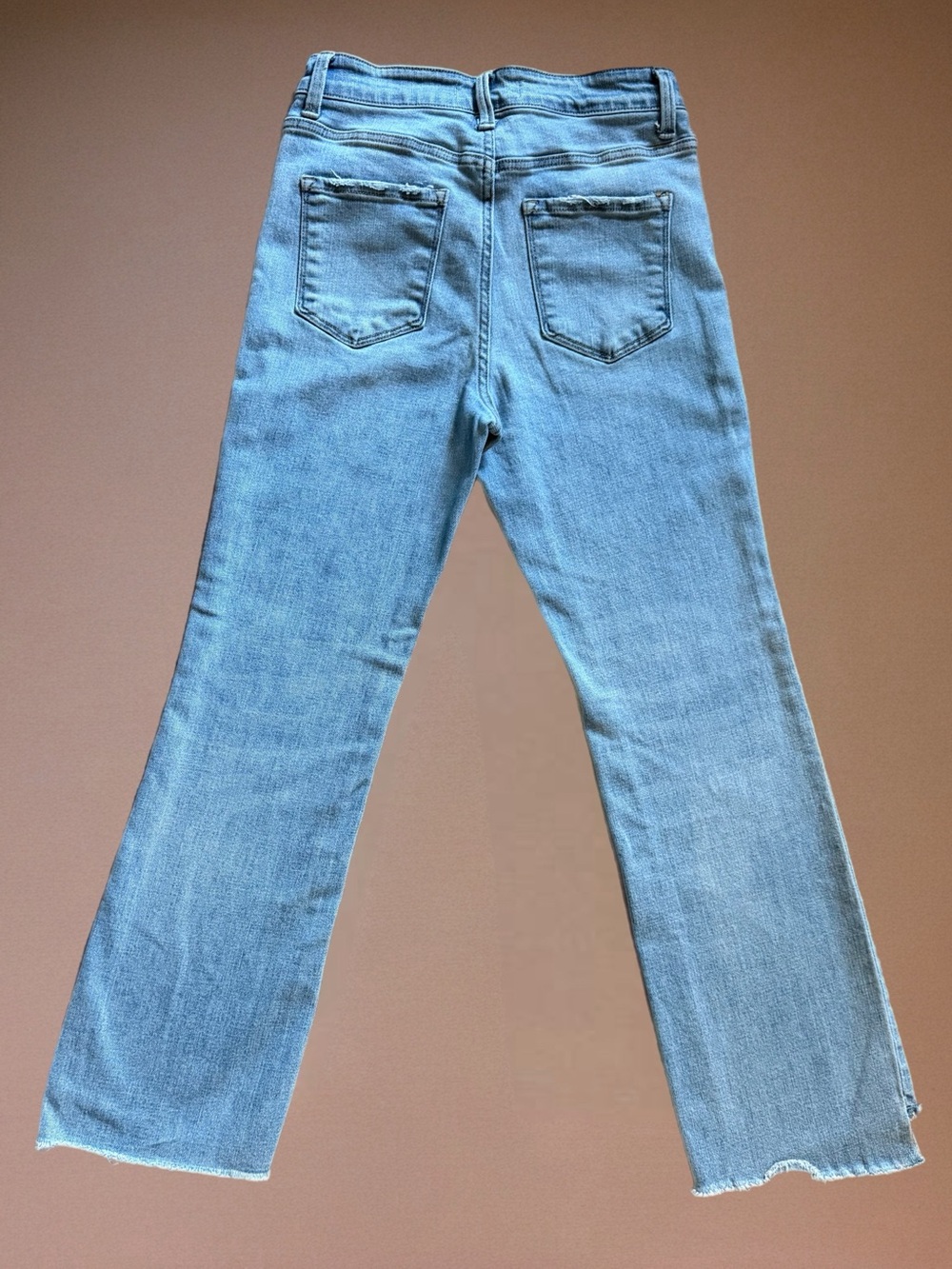 VERVET High Rise Raw Hem Crop Flare Jeans Size 27 Light Wash - Picture 4 of 9